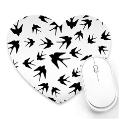 Vintage Birds Pattern Heart Mousepads by Valentinaart