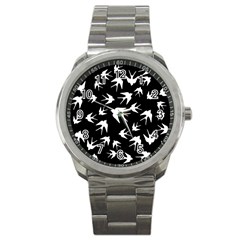 Birds Pattern Sport Metal Watch by Valentinaart