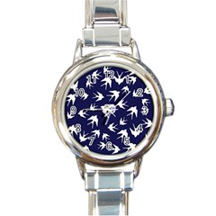 Birds Pattern Round Italian Charm Watch by Valentinaart