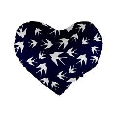 Birds Pattern Standard 16  Premium Heart Shape Cushions by Valentinaart