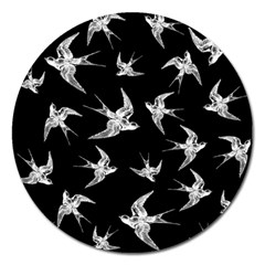 Birds Pattern Magnet 5  (round) by Valentinaart