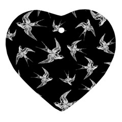 Birds Pattern Heart Ornament (two Sides) by Valentinaart