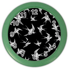 Birds Pattern Color Wall Clock by Valentinaart