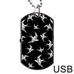 Birds Pattern Dog Tag Usb Flash (one Side) by Valentinaart