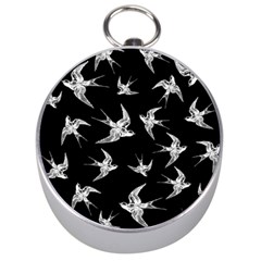 Birds Pattern Silver Compasses by Valentinaart