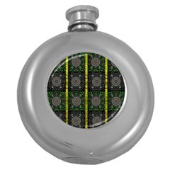 Stars And Flowers Decorative Round Hip Flask (5 Oz) by pepitasart