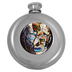 Robot Cyborg Cyberpunk Automation Round Hip Flask (5 Oz) by Simbadda