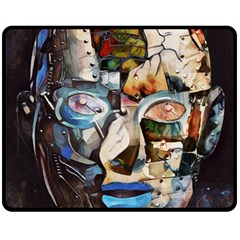 Robot Cyborg Cyberpunk Automation Double Sided Fleece Blanket (medium)  by Simbadda