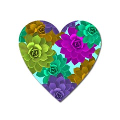 Flowers Stamping Pattern Reason Heart Magnet by Simbadda