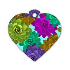 Flowers Stamping Pattern Reason Dog Tag Heart (one Side) by Simbadda