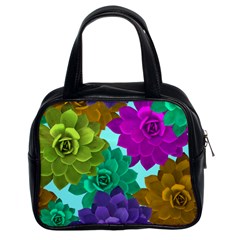 Flowers Stamping Pattern Reason Classic Handbag (two Sides) by Simbadda