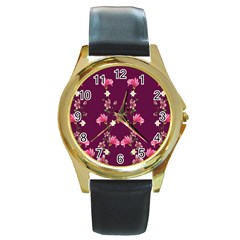 New Motif Design Textile New Design Round Gold Metal Watch by Simbadda