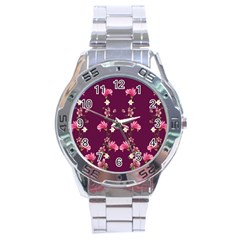 New Motif Design Textile New Design Stainless Steel Analogue Watch