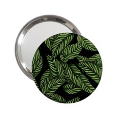 Leaves Black Background Pattern 2 25  Handbag Mirrors by Simbadda