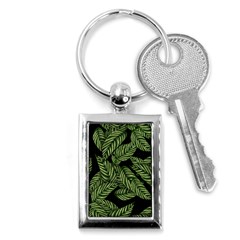 Leaves Black Background Pattern Key Chains (rectangle)  by Simbadda