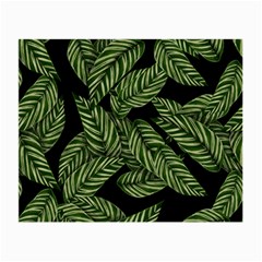 Leaves Black Background Pattern Small Glasses Cloth by Simbadda