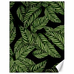 Leaves Black Background Pattern Canvas 12  X 16  by Simbadda