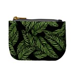 Leaves Black Background Pattern Mini Coin Purse Front