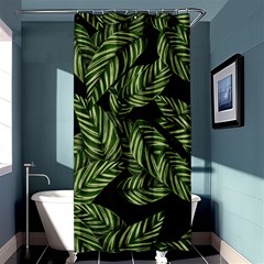 Leaves Black Background Pattern Shower Curtain 36  X 72  (stall)  by Simbadda