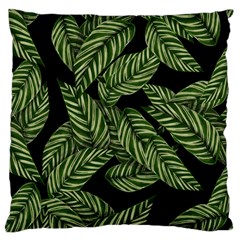 Leaves Black Background Pattern Large Cushion Case (two Sides) by Simbadda