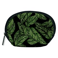 Leaves Black Background Pattern Accessory Pouch (medium) by Simbadda