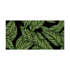 Leaves Black Background Pattern Yoga Headband by Simbadda