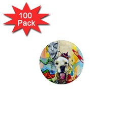 Wall Girl Dog Graphite Street Art 1  Mini Magnets (100 Pack)  by Simbadda