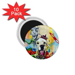 Wall Girl Dog Graphite Street Art 1 75  Magnets (10 Pack)  by Simbadda