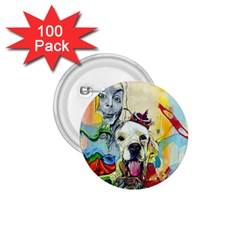 Wall Girl Dog Graphite Street Art 1 75  Buttons (100 Pack)  by Simbadda