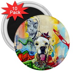 Wall Girl Dog Graphite Street Art 3  Magnets (10 Pack)  by Simbadda