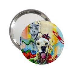 Wall Girl Dog Graphite Street Art 2 25  Handbag Mirrors by Simbadda