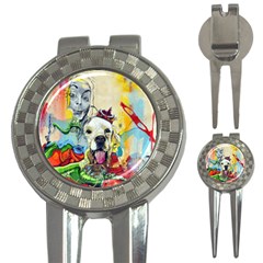 Wall Girl Dog Graphite Street Art 3-in-1 Golf Divots by Simbadda