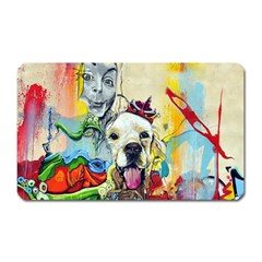 Wall Girl Dog Graphite Street Art Magnet (rectangular) by Simbadda