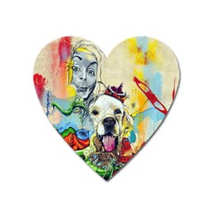 Wall Girl Dog Graphite Street Art Heart Magnet by Simbadda