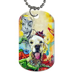 Wall Girl Dog Graphite Street Art Dog Tag (one Side) by Simbadda