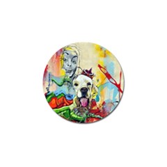 Wall Girl Dog Graphite Street Art Golf Ball Marker (4 Pack) by Simbadda