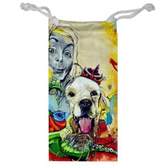 Wall Girl Dog Graphite Street Art Jewelry Bag by Simbadda