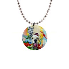 Wall Girl Dog Graphite Street Art Button Necklaces by Simbadda