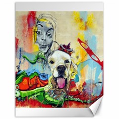 Wall Girl Dog Graphite Street Art Canvas 18  X 24  by Simbadda