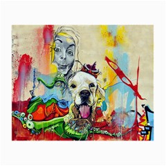 Wall Girl Dog Graphite Street Art Small Glasses Cloth (2-side) by Simbadda