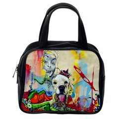 Wall Girl Dog Graphite Street Art Classic Handbag (one Side) by Simbadda