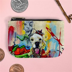 Wall Girl Dog Graphite Street Art Mini Coin Purse by Simbadda