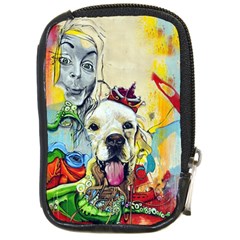 Wall Girl Dog Graphite Street Art Compact Camera Leather Case by Simbadda