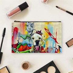 Wall Girl Dog Graphite Street Art Cosmetic Bag (medium) by Simbadda