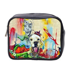 Wall Girl Dog Graphite Street Art Mini Toiletries Bag (two Sides) by Simbadda