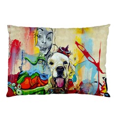 Wall Girl Dog Graphite Street Art Pillow Case (two Sides) by Simbadda