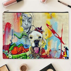 Wall Girl Dog Graphite Street Art Cosmetic Bag (xxxl) by Simbadda