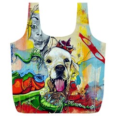 Wall Girl Dog Graphite Street Art Full Print Recycle Bag (xl) by Simbadda