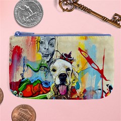 Wall Girl Dog Graphite Street Art Large Coin Purse by Simbadda