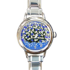 Marguerite Cornflower Vase Blossom Round Italian Charm Watch by Simbadda